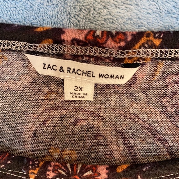 Zac & Rachel top gray with paisley and floral print boho casual shirt office 2X - Picture 10 of 17